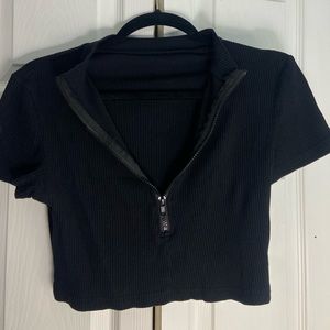 shein cropped zip up tee